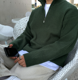 All Day High Neck Modal Semi-Zip-Up Knit