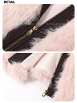 Muse Soft Color Leather Zip-Up Fur Jacket
