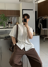 Cool Pin Tuck Linen Wide Pants