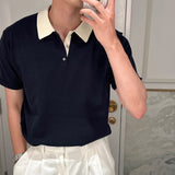 [Premium] LMN Cella Coloring Collar Short-Sleeved Knitwear (4 colors)