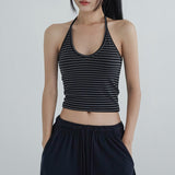 [Hazel] Striped Halter-Neck Sleeveless Top - 3 Colors