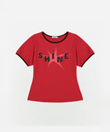 アップリケリンガースリムTシャツ [ベリーレッド]