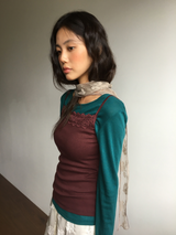 [SET]Sepia Lace T-shirt + Scarf (2color)