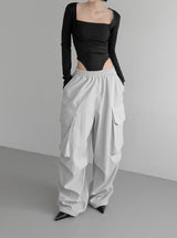 (Unisex) Lukin Big Pocket Cargo Wide Pants