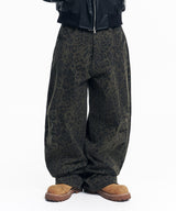 Curved Leopard Pants - Khaki