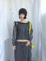 フェミニンフラットネックロングTシャツ