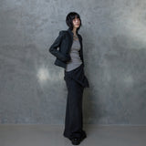 RIBBED SLEEVE LEATHER JACKET