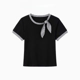 チェックリボンアクセントTシャツ 232427729