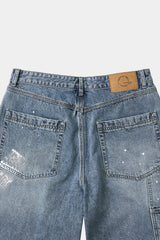 エイジスプラッターカーペンターデニムショーツ(Washed Blue)