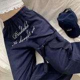 Bilti high waist banding lettering wide training pants