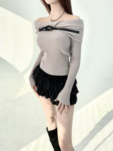 Western belt off slim knit (3color)