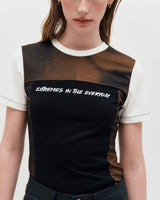 ブロックグラフィックSS Tシャツ _ ブラウン