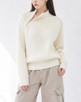 (UNISEX) ショルダー ハーフ ジップアップ ラグラン ニット