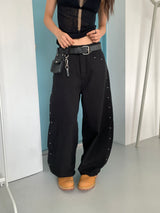 STUD BALLOON WIDE PANTS (2C)