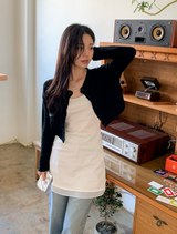 PL Embossing Crop Knit Cardigan (4color)