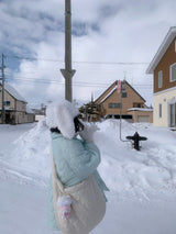 white bunny fur hat