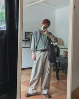 Onen One-Tuck Cotton Wide Slacks