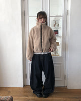 Huan Stitch Fleece Wide Denim Pants