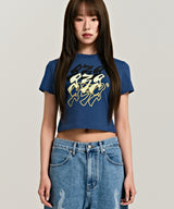 939スマッシードロゴクロップトップ (NAVY)