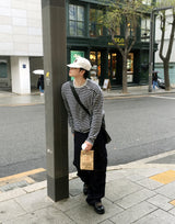 No.1698 stripe side button KNIT (3color)