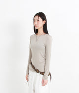 ラインベーシックTシャツ（カーキグレー）