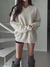 [U-BASIC] Rio basic loose fit V-neck knitwear