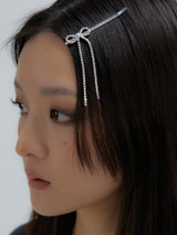 キャンディストーンロングボウヘアクリップセット（5色）