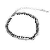 Men's Bracelet Black Beads Surgical Steel_CLEF GATE SIGNAL
