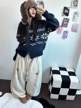 トッポッキユニークスナップバルーンコーデュロイロングパンツ 🤍🤎🧸🖤2カラー