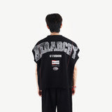 HIERARCHY STUDIOS TMTNW - ブラックトリンプオーバーサイズスリーブレス