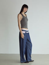 Frill Block Pants_Deep Blue