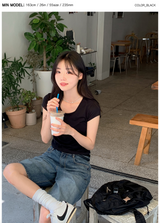 Slim Crop Short Sleeve T-Shirt (4color)