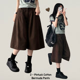レトロウエストバンドピンタックコットンバミューダパンツ [short, basic selection]