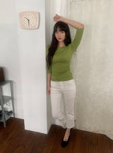 キャンビーサイドスリットアンクルレングス9分丈パンツ