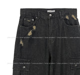 stopper damage cargo wide denim pants