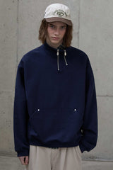 Double zipper high-neck sweatshirt