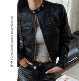 [F/W] Crop suede zipper jacket(2color)