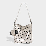 Dotcore Polka Dot Glossy Leather Bucket Bag