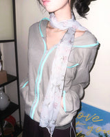(2color) Piping Mesh Hood Zip-Up