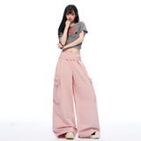 Milk Tea Beige Big-Pocket Wide Cargo Pants