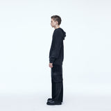 Washing Corduroy Cargo Banding Denim Pants Black
