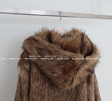 High-quality hooded fake fur jacket