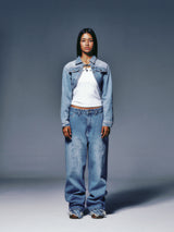 BOLERO SHAPE DENIM JACKET (LIGHT BLUE)