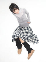 Patchy Gingham Skirt Navy