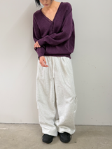 ボタン ディープ Vネック ニット(5color)
