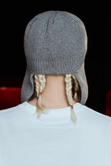 WOOL KNIT TROOPER HAT / GREY
