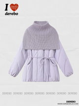 Neck warmer scarf layered half-down jacket