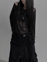 destroyed see-through knit (2color)