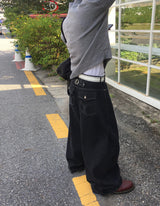 No.1435 バックポケットワイドデニムパンツ