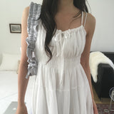 Leon shirring smocked banding long bustier dress (5 colors) – vacation/resort/travel look